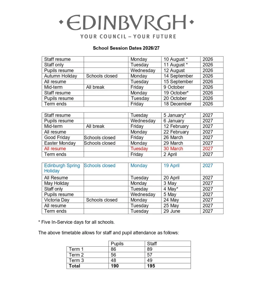 Edinburgh School Calendar 2026/2027 PDF Free Edinburgh School Calendar 2026/2027 PDF